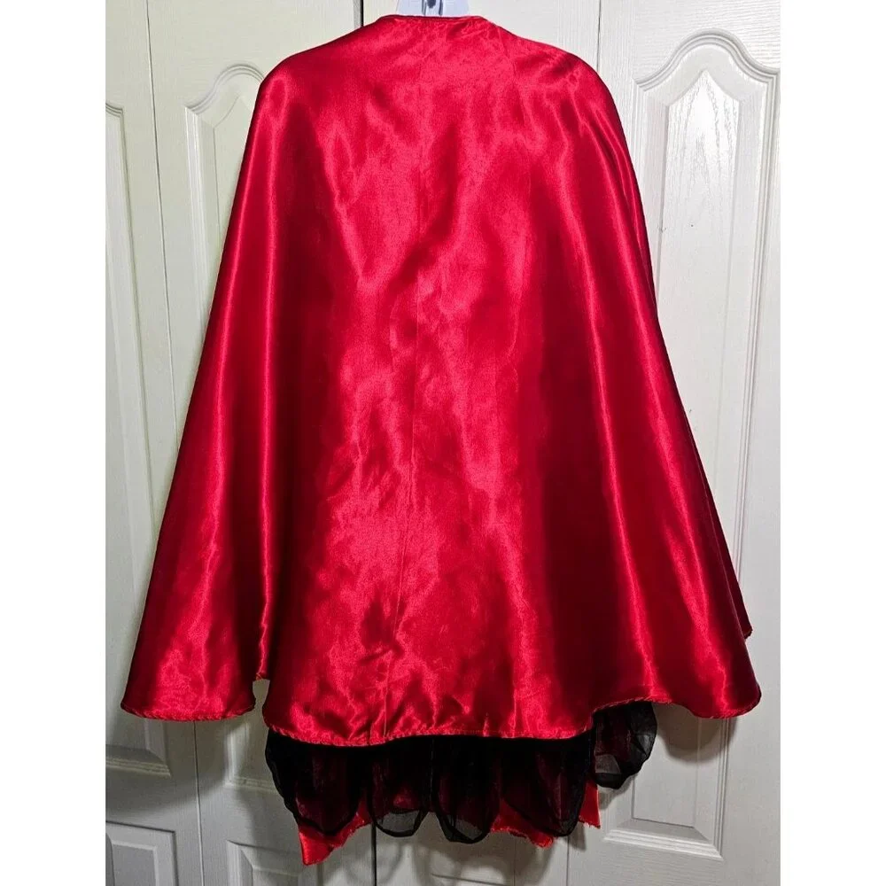 Gothic Vampire Bride Costume Girls 8-10 Red Spider Dress Veil Cape Halloween - Picture 5 of 8